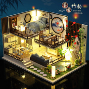 diy小屋手工制作中国风小房子阁楼别墅拼装模型创意生日礼物女