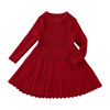 韩版女童螺纹复古大摆裙儿童酒红色毛衣裙针织连衣裙婴儿加厚新年