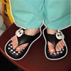 女士户外时尚休闲防滑平底夹脚凉拖鞋夏季可爱格子熊猫沙滩人字拖