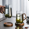 中式高档茶杯水晶玻璃杯家用办公室泡茶喝茶绿茶专用男士带把水杯