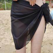 泳衣下半身遮挡围裙女夏季沙滩防晒裹裙防走光性感比基尼外搭纱&