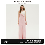 teenieweenie小熊女装2024春装，多巴胺牛仔背带裤，宽松阔腿长裤