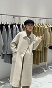 2023冬季韩系设计感小众双面羊绒外套女中长款羊毛呢子大衣女