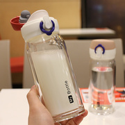 清新玻璃杯韩版双层耐热水杯带盖防漏水瓶创意茶水分离泡茶杯子