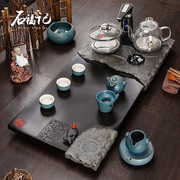 茶台乌金石茶盘家用茶具套装，电磁炉烧水壶，一体茶海免费刻字
