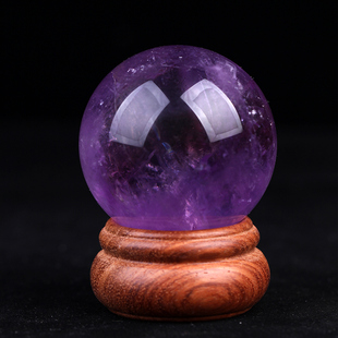天然紫水晶球摆件 巴西原矿物原石 风水球办公桌面招财礼物