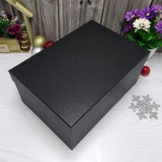 高档纯黑色商务盒大号长方形礼物包装衬衫纸盒子定制LOGO