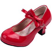 2023春秋季新女童(新女童)单鞋，坡跟公主皮鞋，韩版儿童鞋子休闲小高跟舞蹈鞋