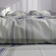 粗布100纯棉加厚加密素C色格子床单被单被罩全棉双人家纺