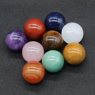 20mm无孔圆球天然石头紫水晶虎眼，粉晶玛瑙圆珠摆件装饰散珠把玩件