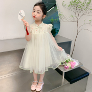 女童连衣裙夏季中国风女孩汉服夏装儿童女宝宝洋气公主网纱裙