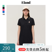 eland衣恋连衣裙短袖t恤裙polo领糖果色运动风长款t夏