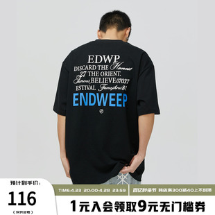 endweep国潮牌混合字体印花短袖，男女夏季宽松情侣上衣圆领打底t恤