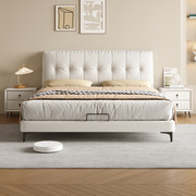 现代简约1.5米家用主卧大气双人婚床小户型轻奢落地真皮艺床