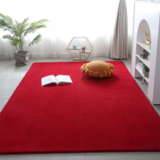 红色超柔毛绒地毯婚庆结婚布置卧室客厅，满铺婚房装饰床前床边地毯