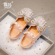 舞玛女童鞋子儿童公主水晶鞋2024春夏季宝宝水钻平跟走秀单鞋