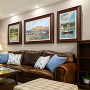 现代美式客厅装饰画复古挂画莫奈油画世界名画，欧式沙发背景墙壁画