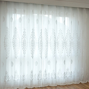 欧式窗纱窗帘纱帘半遮光浮雕提花客厅卧室阳台，隔断纯白色加厚窗纱