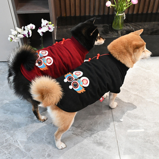 春节喜庆新年棉衣宠物狗狗柯基柴犬衣服秋冬加绒保暖国风拜年服