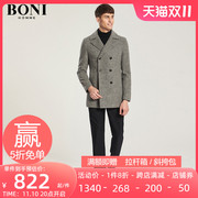 BONI/堡尼商务休闲男装翻领呢子大衣时尚双排扣毛呢外套BI784131A