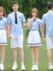 校服套装中学生蓝白毕业班，服夏季短袖，初中高中生合唱运动会演出服