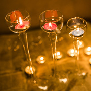 手工制作玻璃烛台，欧式水晶高脚烛台浪漫晚餐摆件玻璃工艺品