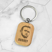 鲁尼钥匙扣挂件实木金属环圈，足球迷周边挂饰男生礼物创意纪念品
