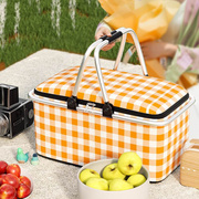 保温野餐篮饭盒袋，户外手提菜篮子，可折叠加厚购物框冰包保温野餐包