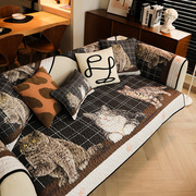 北欧时尚卡通猫咪沙发垫四季通用水洗棉防滑布艺皮沙发巾可爱坐垫