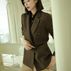 ohan品牌秋季女士双排扣显瘦小西装韩版设计师款休闲西服6801外套