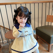 韩版童装女童春装毛衣连衣裙婴幼儿，学院风小裙子女孩，毛线衣(毛线衣)针织裙