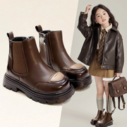 女童马丁靴秋冬款2023儿童靴子加绒冬季短靴二棉鞋洋气小皮靴