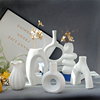现代简约白色陶瓷花瓶摆件，假花干花客厅，电视柜家居装饰品磨砂花器