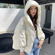 白鸭绒短款加厚羽绒服冬季小个子白色连帽保暖外套2023年韩版