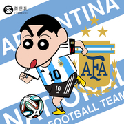 阿根廷国家队10号梅西联名蜡笔小新，t恤男纯棉，足球训练服三星球衣