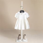 女童白色纯色气质，连衣裙2023夏装宝宝儿童装棉布，裙子休闲裙