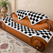 秋冬季毛绒加厚真皮沙发垫子馒头，垫防滑实木红木老式防滑沙发坐垫