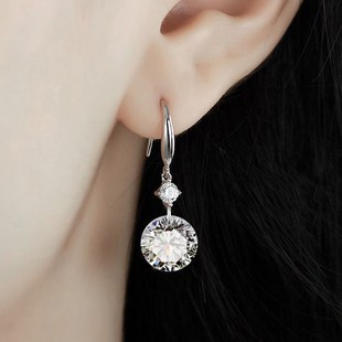 耳环女925银夏季气质网红耳钉，纯银2021潮高级感双钻石耳坠饰