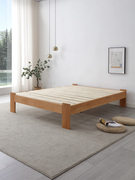 无床头床实木床小户型日式榉木床双人床排骨架榻榻米床架实木厚床