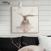 许峰x仟象映画 兔子玄关装饰画 单幅 走廊过道壁画挂画动物插画