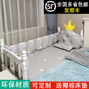 欧式实木儿童床带护栏，拼接大床加宽床边床男孩女孩婴儿小床白色