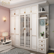 轻奢美式衣柜实木新中式白色衣(白色衣)柜子组合卧室，家用整体木质衣橱定制