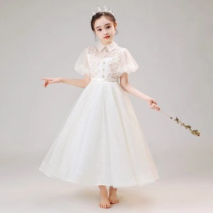 中大童婚纱礼服小女孩生日公主，裙高端蓬蓬裙花童钢琴比赛演出服夏