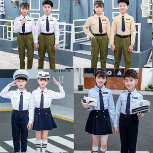 中小学生诗歌朗诵合唱服运动会演出服儿童军装，陆军空军海军套装