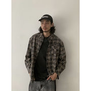INKNOTS美式复古水洗做旧宽松格子衬衫男女潮牌clean fit衬衣外套