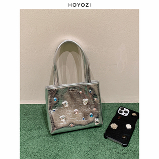 小优家包包hoyozi原创真皮水钻，包包女2024斜挎手机托特包
