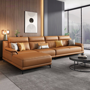 意式极简真皮沙发现代简约轻奢大小户型直排客厅皮艺沙发整装组合