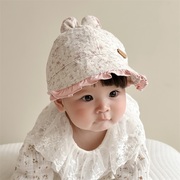 婴儿公主帽ins婴幼儿女宝宝盆帽大檐遮阳帽3-6个月新生儿防晒帽夏