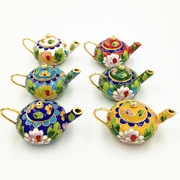 中国特色老北京景泰蓝小茶壶，掐丝珐琅工艺品摆件摆设出国小