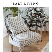 SaltLiving 法式复古铁艺沙发回弹棉布艺客厅民宿实木单人沙发椅